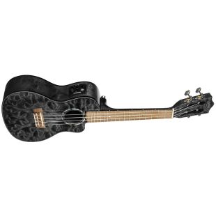 UKELELE QUILTED MAPLE CONCERT ELECTRIFICADO BLACK QM-BKCEC