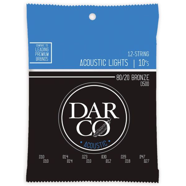 D500 12-STRING 80-20 BRONZE ACOUSTIC LIGHTS 10S
