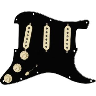 PRE-WIRED STRAT PICKGUARD TEX-MEX SSS BLACK 11 HOLE