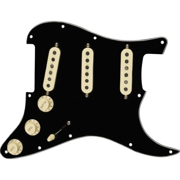 PRE-WIRED STRAT PICKGUARD TEX-MEX SSS BLACK 11...