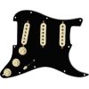 PRE-WIRED STRAT PICKGUARD TEX-MEX SSS BLACK 11 HOLE