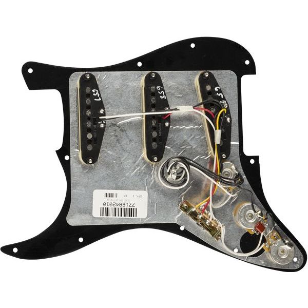 PRE-WIRED STRAT PICKGUARD TEX-MEX SSS BLACK 11...
