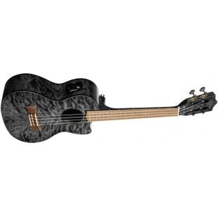UKELELE QUILTED MAPLE TENOR ELECTRIFICADO BLACK QM-BKCET