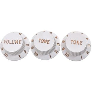 STRAT KNOBS WHITE 1V 2T