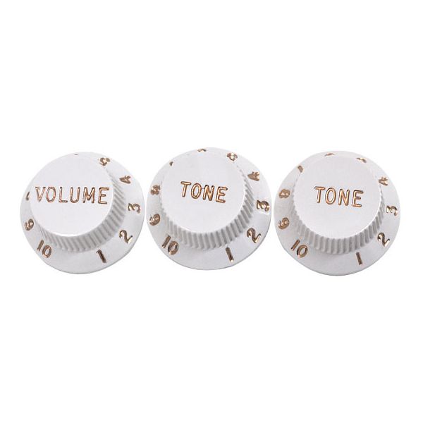 STRAT KNOBS WHITE 1V 2T