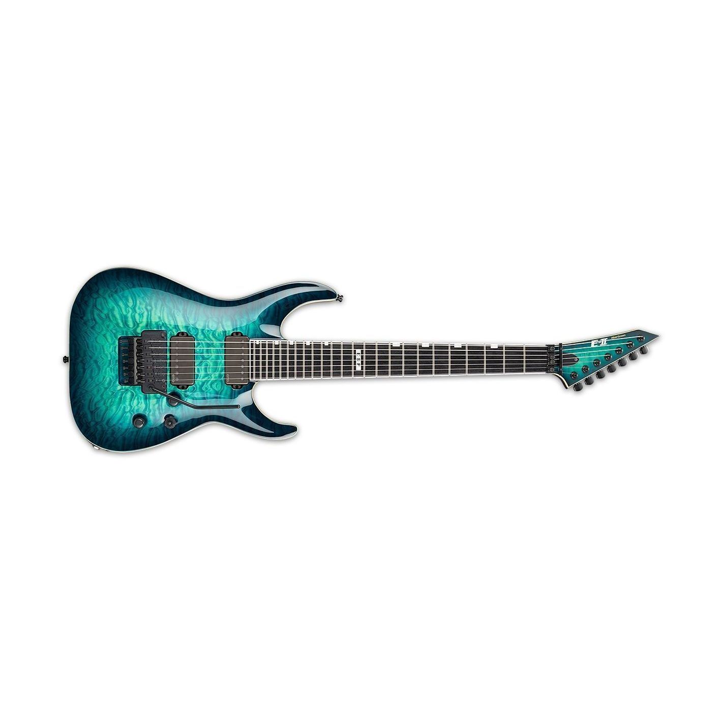 E-II HORIZON FR-7 BLACK TURQUOISE BURST 7 CUERDAS