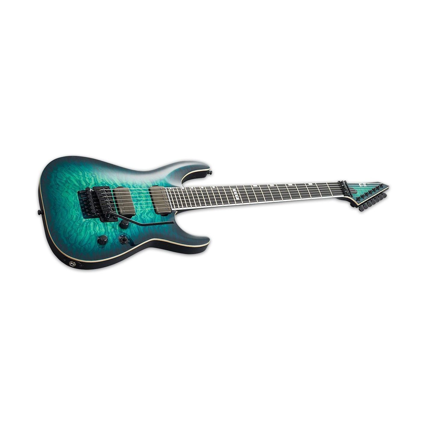 E-II HORIZON FR-7 BLACK TURQUOISE BURST 7 CUERDAS