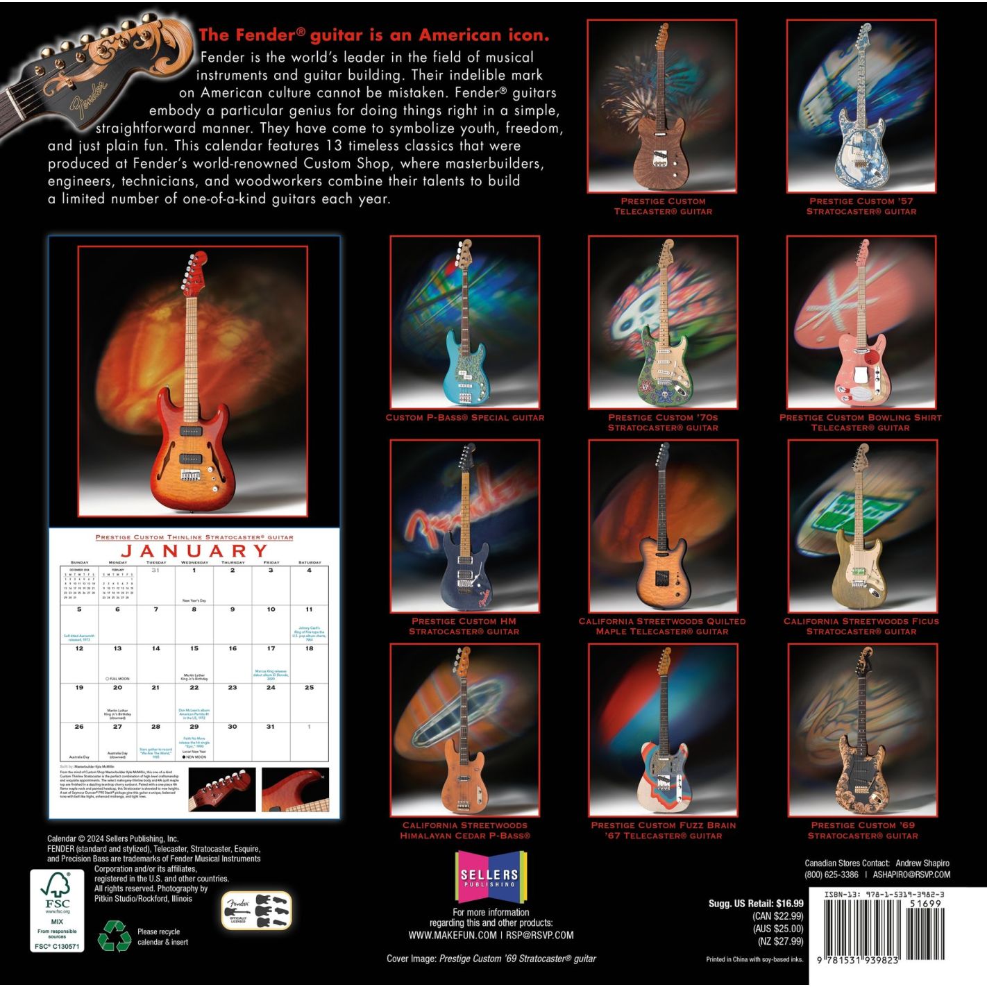 FENDER 2025 CUSTOM SHOP CALENDAR