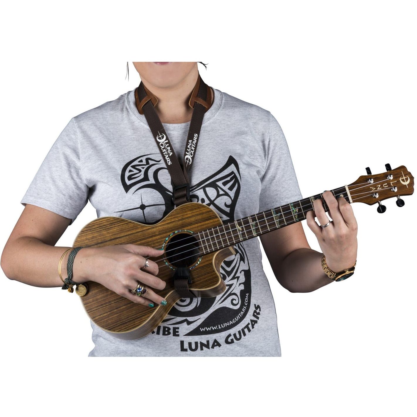 UKELELE STRAP UK2 LEATHER BROWN