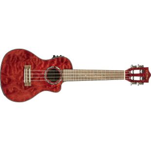 UKELELE BARITONO LKUQMBKCEB QUILTED MAPLE ELECTRIFICADO ROJO