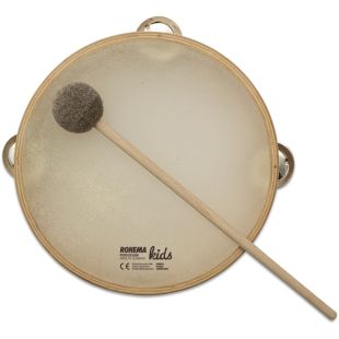HEADED TAMBOURINE 20CM GERMAN GOATSKIN+JINGLES BEECH MADE...